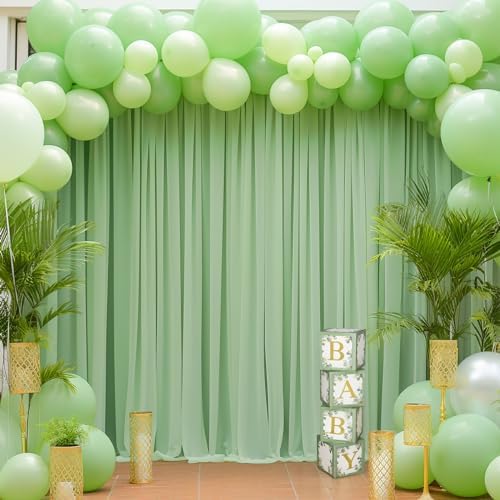 20ft X 10ft Olive Green Tulle Backdrop Curtain for Parites, Sheer Backdrop Curtains Fabric Drapes for Wedding Ceremony Arch Party Stage Decorations - Image 2