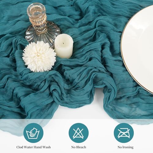 20 Pack Cheesecloth Table Runner 20 x 120 Inch, Teal - Image 4