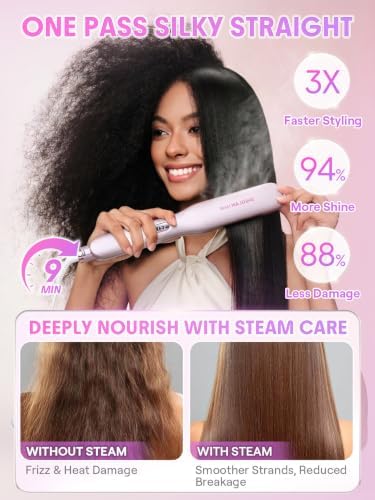 SHEGLAM Steam Flat Iron Hair Straightener 1.5" Ceramic Flat Iron with Combs - Image 3