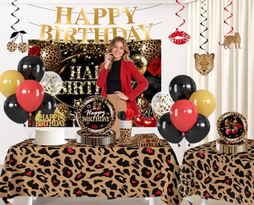 Xynic 145pcs Cheetah Print Birthday Decorations, Serves 20 People - Image 3