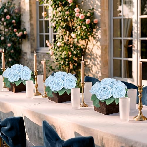 Sky Blue Dining Table Centerpiece Set of 6, Pre-Made, Wooden Box - Image 5