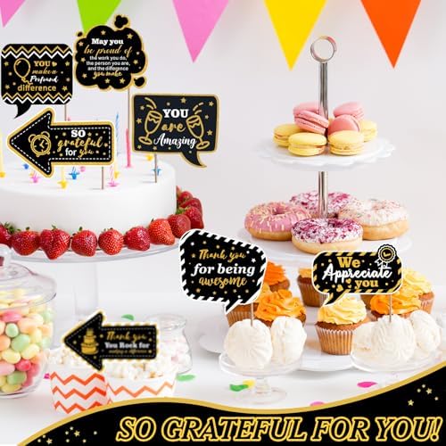 24pcs Customer Service Week Appreciation Decor Photo Prop, Black, Gold - Image 5
