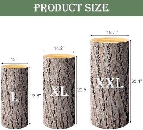 SaitiMade Set of 3 - Wood Cylinder Pedestal Stand Covers - Image 2