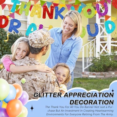 Fulmoon Pre Strung Thank You for All You Do Glitter Banner, Colorful - Image 5