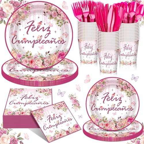 168 Pink Mexican Birthday Party Decorations for Women Serves 24 by Sunnychicc