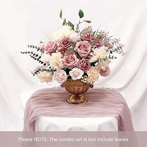 FACINOC Roses Artificial Flowers Pink Bouquets Box Set for DIY Bridal Wedding Shower Decorations Fake Floral Arrangements for Party Table Centerpieces Home Decor Indoor Outdoor Dusty Blush 19pcs - Image 4