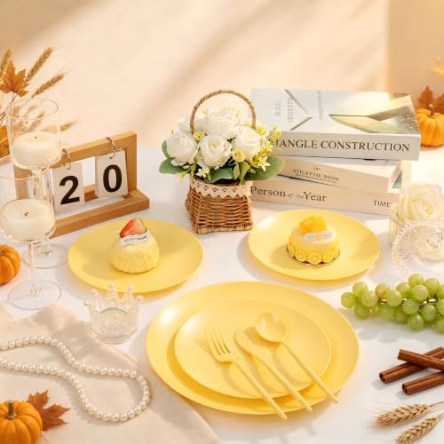 ejonirinjonir 150pcs Premium Yellow Disposable Plates for Thanksgiving - Image 5