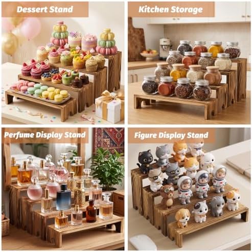 4 Set Wood Display Risers, Stackable Cupcake Stand for Party Dessert Table - Image 5