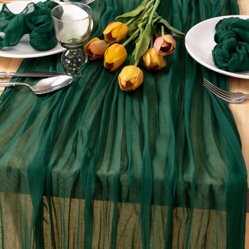 Emerald Green Christmas Cheesecloth Table Runner Home Decor 10ft, 6 Pack - Image 2