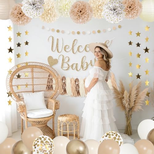 Amandir Neutral Baby Shower Decorations Welcome Baby Banner - Image 6