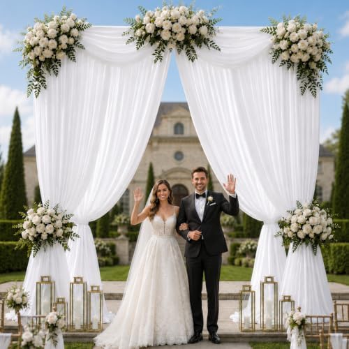 40x10 FT White Backdrop Curtains for Weddings, Parties and Photo Booths - Image 2