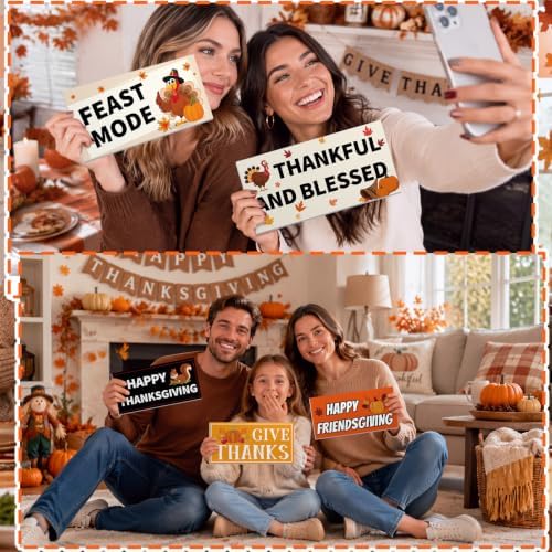Beeveer 24 Designs Thanksgiving Photo Booth Props Sign, Friendsgiving Props - Image 6