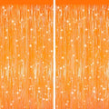 GCB 2Pack Orange Foil Fringe Curtains Backdrop, Halloween Party Streamers by GCBPartyDecorations