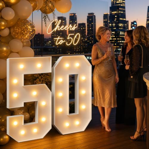 imprsv 4FT Marquee Numbers 50,DIY Light Up Numbers for 50th Birthday Decorations, Party Decorations,Anniversary Party Decor,Mosaic Number for Balloons Number 50,Pre-Cut Foam Board Kit - Image 6