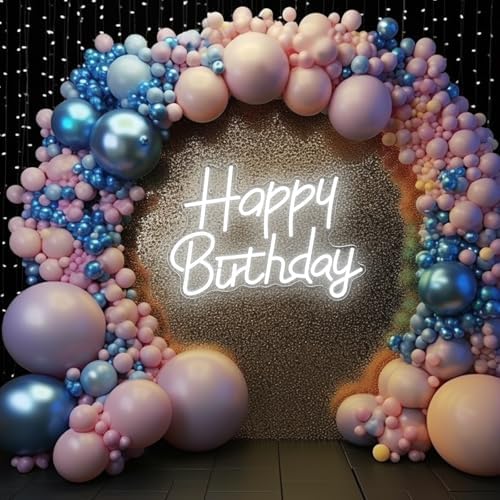 Happy Birthday Neon Signs for Party Decor Dimmable LED Birthday Neon Light for Wall Decor Light Up Happy Birthday Led Signs for Backdrop Birthday Any Ages Bday Celebration Decoration, White - Image 4
