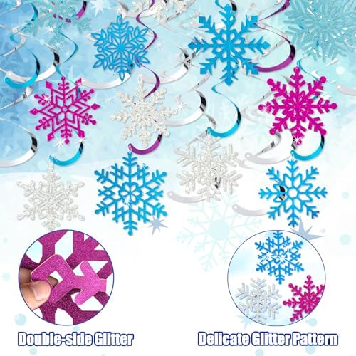 Snowflake Decorations, Christmas Hanging Decor, Blue Purple Silver, 30-Pc - Image 5