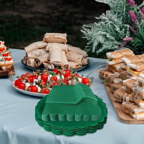 Dark Green Paper Plates and Napkins Fork Party Supplies - Image 3