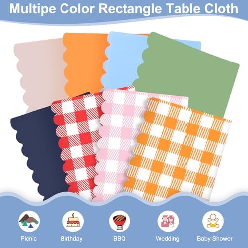 NatNarr 6 Pcs Light Blue Tablecloth, Scalloped Baby Blue Table Cloths - Image 4