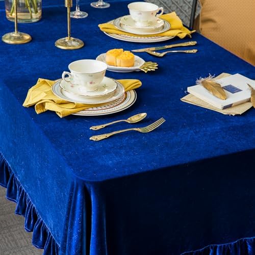 GLORY SEASON Velvet Tablecloth Luxurious Solid Rectangle Table Cloth,Oblong Retro Farmhouse Ruffle Tablecloths Washable Table Cover for Party Wedding Baby Shower Kitchen Dinning Tabletop Decoration - Image 7