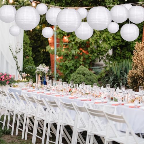 Hanging White Paper Lanterns White Party Decorations 15pcs - Image 6