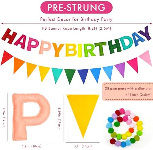 CANREVEL 3 PCS Pre-Strung 3D Happy Birthday Banner Decorations, Rainbow - Image 2