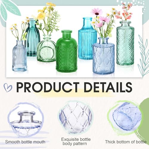 Yaomiao 30 Pcs Glass Bud Vases Centerpieces, Blue Green Series - Image 4