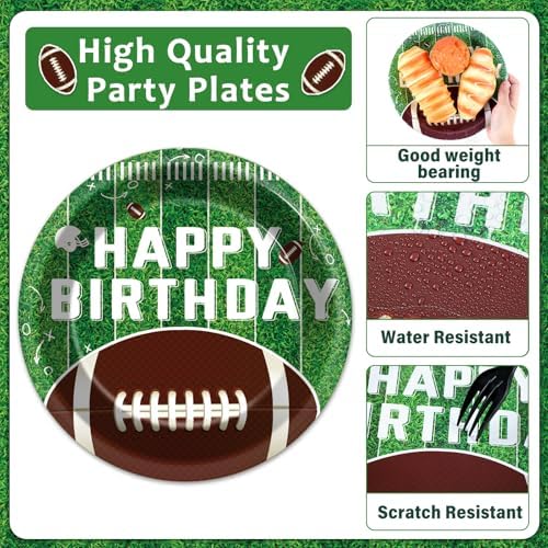 100 Pcs Football Party Supplies Set Football Birthday Plates and Napkins Sports Party Tableware Packs Decorations Sports Disposable Paper Plates Napkins Forks Serve 25 - Image 3