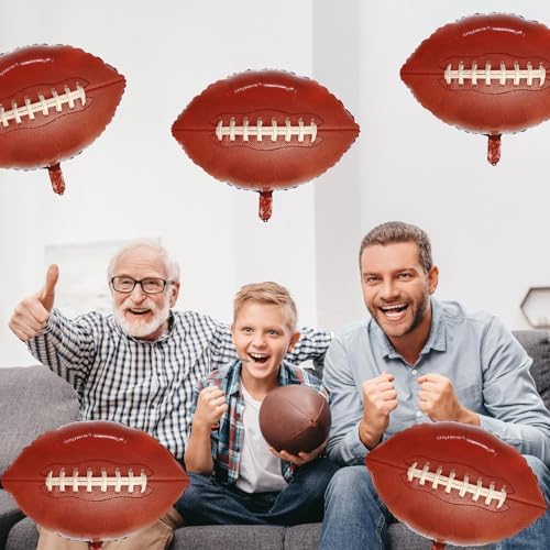 5 Pieces Large Football Party Balloons, Brown Football Shaped Mylar Foil Balloons Sports Theme Party Decorations for Boys Men Football Fans Tailgate Birthday Party Sport Decorations Supplies - Image 5