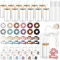 SiliFine 49 Pcs/12 Set Birthday Gifts for Girls, Muted Morandi Birthday Gifts for Girls Party Supplies, 12 Glass Cups, 12 Hair Band, 12 Hair Clip, 12 Tote Bag, 1 Ribbon for Women Spa Sleepover Slumber by SiliFine