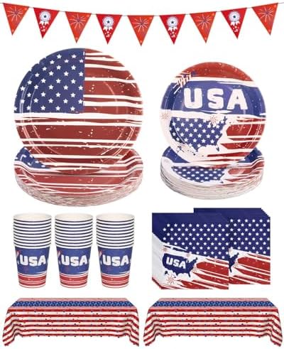Goodluck Patriotic Disposable Paper Plates and Napkins Party Sets by GoodLuck