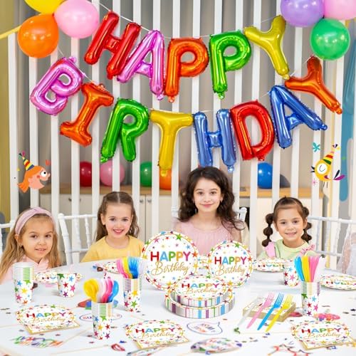 Meanplan 168 Pcs Happy Birthday Plates Napkins Tableware Set 24 Guest - Image 4