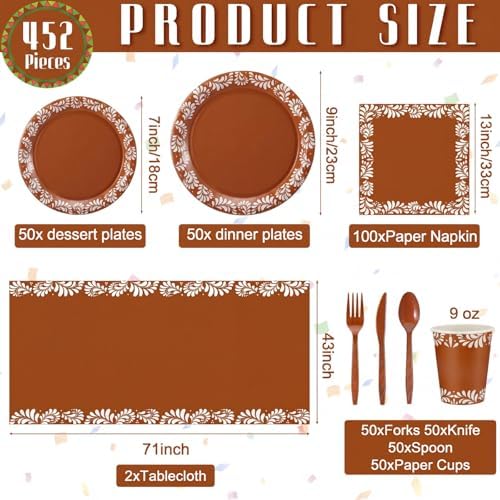 Vesici 452 Pcs Cielito Lindo Party Decorations Tableware Set, Serves 50 - Image 3