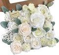 FACINOC Roses Artificial Flowers White Bouquet Fake Flower with Stems Combo by FACINOC