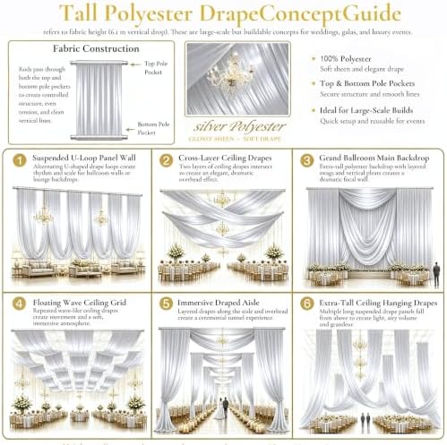 2 Panels 5ft(W) x 20ft(L) Silver Backdrop Curtain for Wedding Parties - Image 4