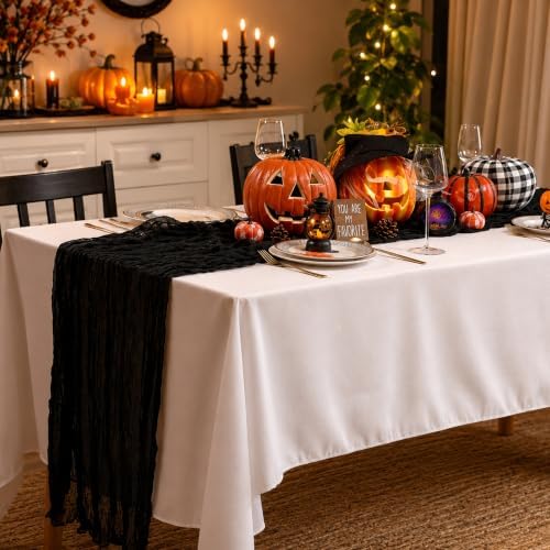1 Pack Black Cheesecloth Table Runner 120 Inch Boho Wedding Decor by Fixwal