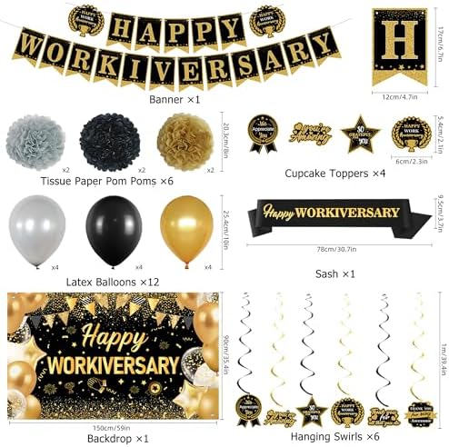 DARUNAXY Happy Workiversary Party Decorations for Men Women(31PC) - Image 2