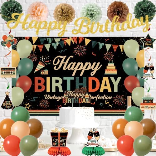 Vlipoeasn Vintage Colorful Birthday Party Decorations Kit with Backdrop - Image 6