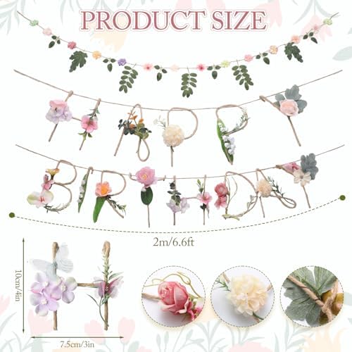 Norme 2 Pcs Flower Birthday Banner Birthday Decoration for Women Wildflower - Image 2