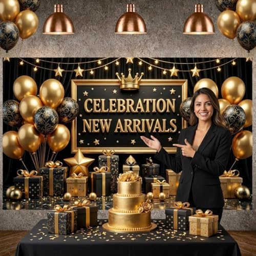 Black Gold Celebration Banner for Grand Opening, Corporate Gala Party Decor - Image 5