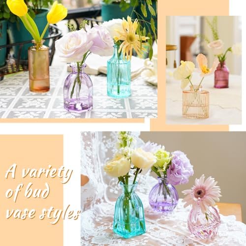 12PCS Mixed Colored Bud Vases Colorful Vintage Flower Vase for Centerpieces - Image 6