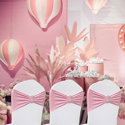 Spandex Chair Sashes Bands, Pink, 100PCS - Image 2