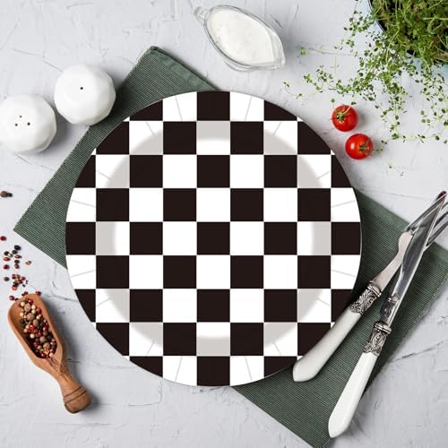 40Pcs Race Car Party Supplies Paper Plates and Napkins, 9 Inch Disposable Black White Checkered Flag Plates and Napkins for Race Car Birthday Party Decorations (Checkered) - Image 4