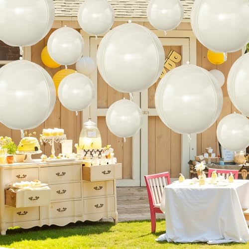 12 Pcs Cream White Round Foil Balloons Boho Birthday Prom Decor 22" 10" - Image 4