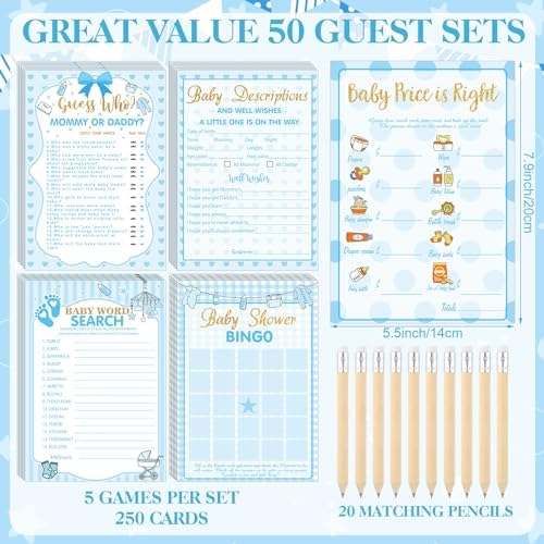Patelai 321 Pcs Baby Shower Games Supplies, Boy - Image 5