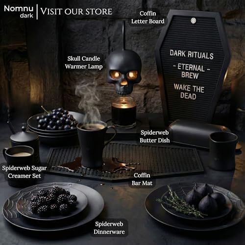 Nomnu Coffin Letter Board, Black Goth Decor with Bat Stickers Spooky Emojis - Image 2