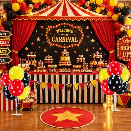 TONIFUL 4 Set Black Red Yellow Polka Balloon Stand Centerpieces for Table - Image 5