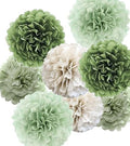 Tissue Paper Pom Poms Kit Paper Flowers 12pieces for Gender Baby Shower Wedding Bridal Bachelorette Birthday Party Decorations (Sage Olive Green) by Bamonos