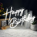 Happy Birthday Neon Sign for Wall Decor 17×12 Inch White Led Neon Light by Bernicekelly