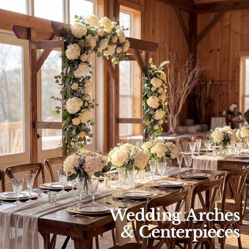 65PCS Hydrangea Artificial Flowers with Stronger Bendable Stems, Premium Silk Faux Hydrangea Flowers Bulk for DIY Wedding, Arches, Baby Showers & Large Event Decor(Champagne) - Image 4