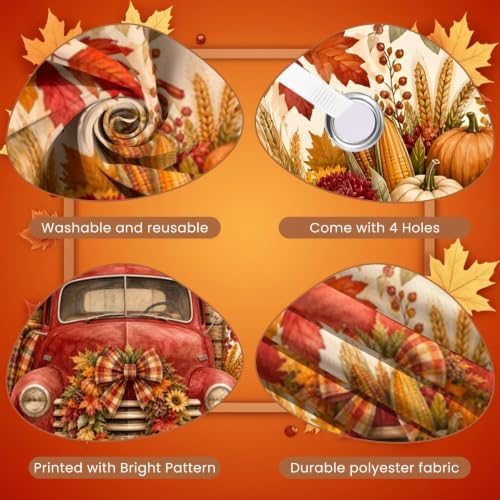 Fall Door Banner 35x71 Inch Autumn Harvest Door Backdrop Decor with Vintage Red Truck Pumpkins Sunflowers Maple Leaves Design for Front Porch Thanksgiving Farmhouse Hanging Home Decor - Image 3